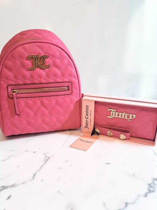 Juicy Couture Pink Quilted Backpack & Zip Around Wallet Bundle Set NWT main image 11